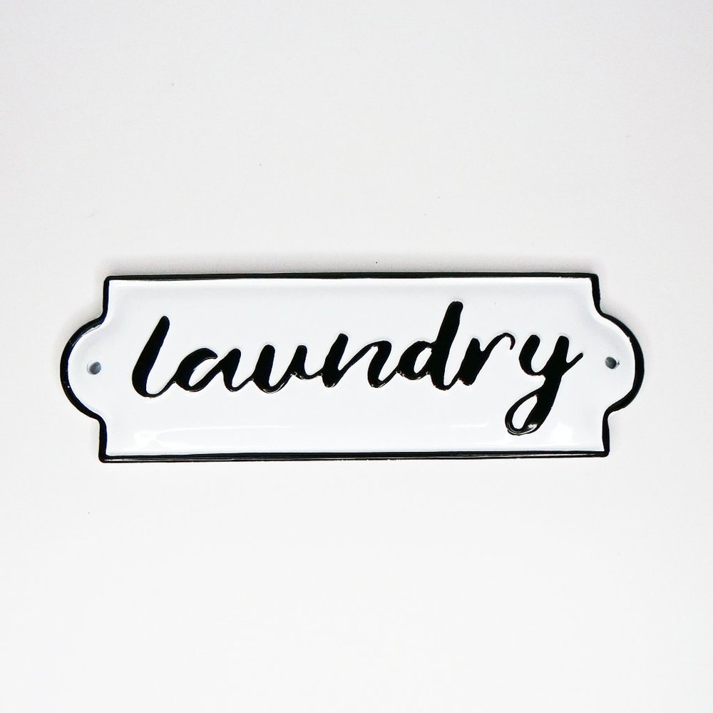 Lightweight Metal Laundry sign/ Black & White/ Vintage Look